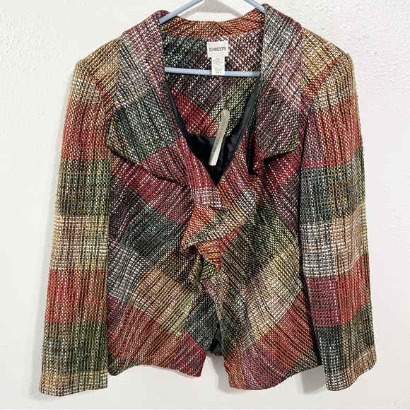 Chico's Jackets & Blazers - NWT Chico’s ruffle front plaid blazer size 2/large